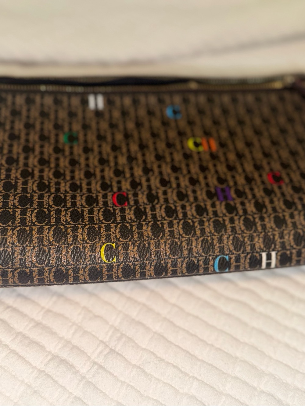 Carolina Herrera Intro medium clutch Monogram Crossbody Clutch in Brown - Picture 8 of 15